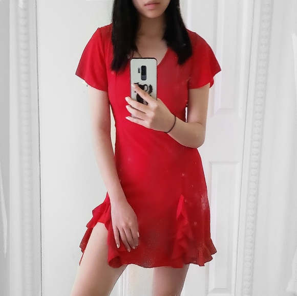 Button-up Ruffle Trim Summer Dress - Picture 2 of 2